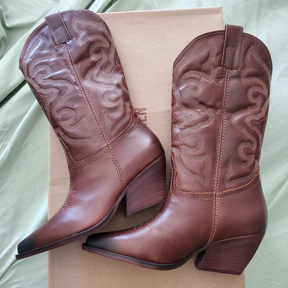 Steve Madden Size 7 West Brown Boots - cowboy western style
